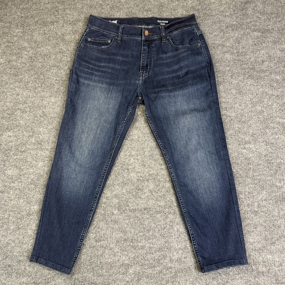Mugsy Fultons Jeans Mens 33x30 Blue Dark Wash Slim Straight Stretch (32x23)